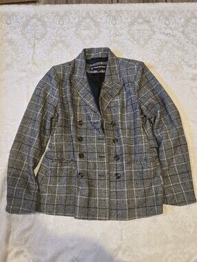 Urban Republic Black and Gray Plaid Double-Breasted Blazer